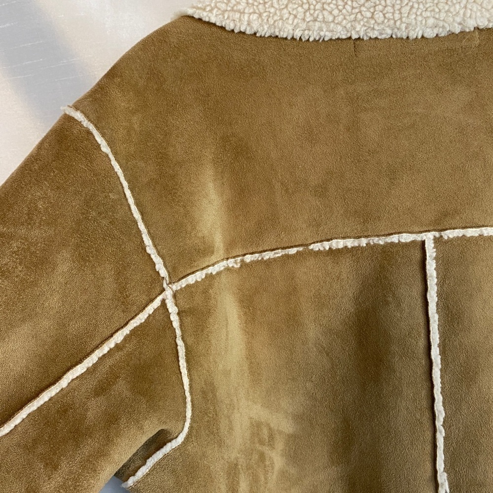 Vintage 1960s Groggy Vegan Beige Suede Jacket with Tan Sherpa Mens Sm - Picture 14 of 15